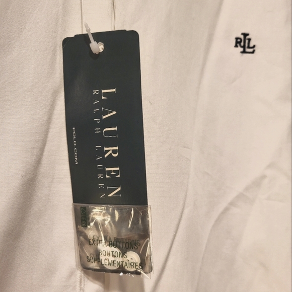 NWT Women's Lauren by Ralph Lauren white button-up shirt, cuff-link sleeves - Picture 4 of 6